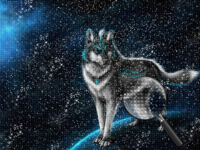 Wolf auf dem Mond Diamond Painting