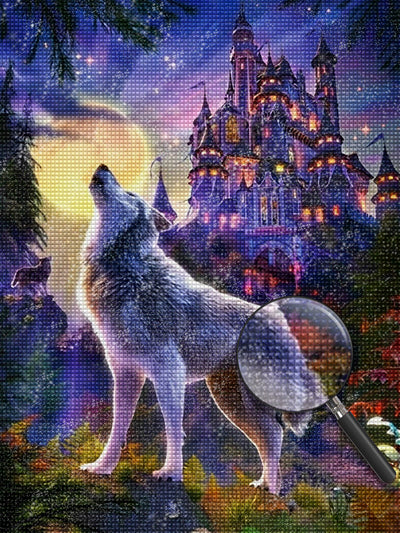 Wolf außerhalb des Schloss Diamond Painting