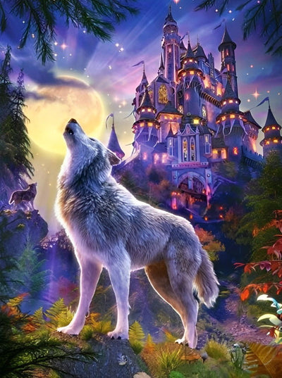 Wolf außerhalb des Schloss Diamond Painting