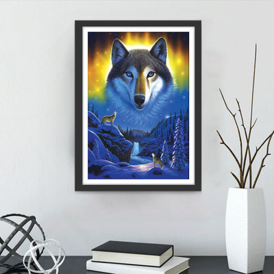 Wolf im Polarlicht Diamond Painting