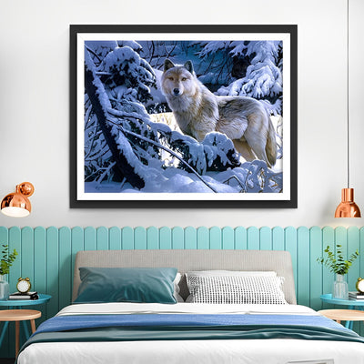 Wolf im Schnee Diamond Painting