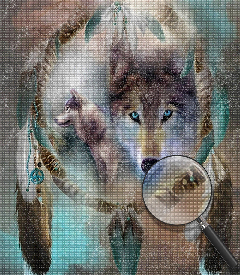 Wolf im Traumfänger Diamond Painting