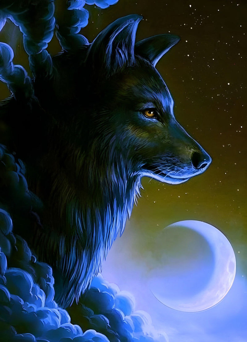 Wolf in den Wolken Diamond Painting