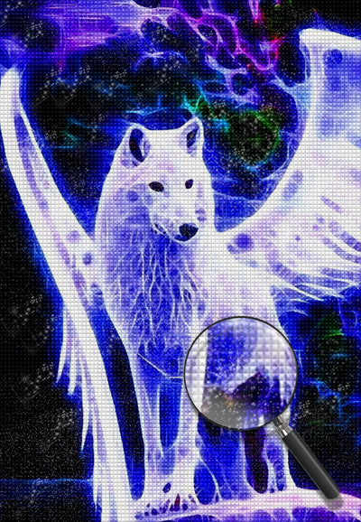 Wolf mit Flügeln im Licht Diamond Painting