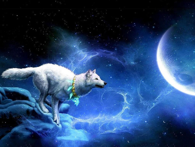 Wolf Mond Diamond Painting