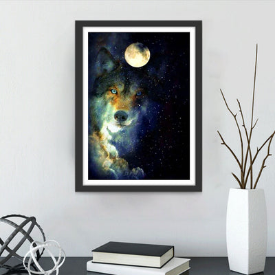 Wolf Mond Sternenhimmel Diamond Painting