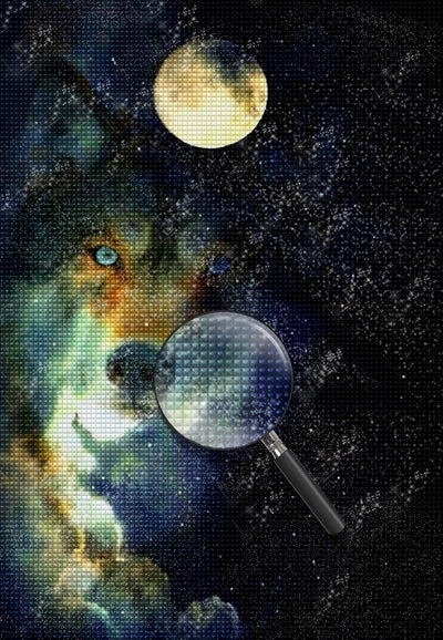 Wolf Mond Sternenhimmel Diamond Painting