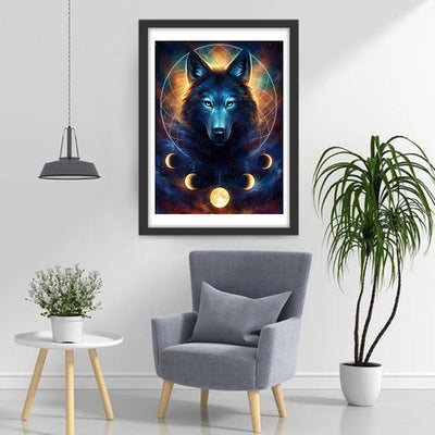 Wolf und Mond Diamond Painting