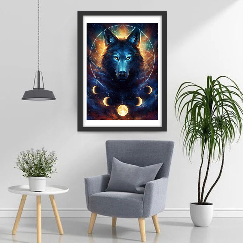 Wolf und Mond Diamond Painting