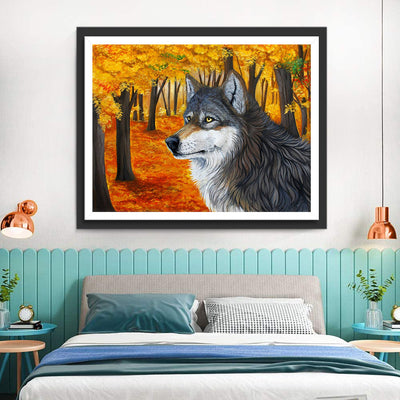 Wolf unter Ahornbäumen Diamond Painting