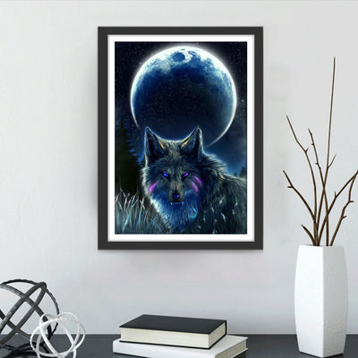 Wolf unter dem Mond Diamond Painting