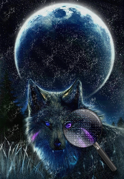 Wolf unter dem Mond Diamond Painting