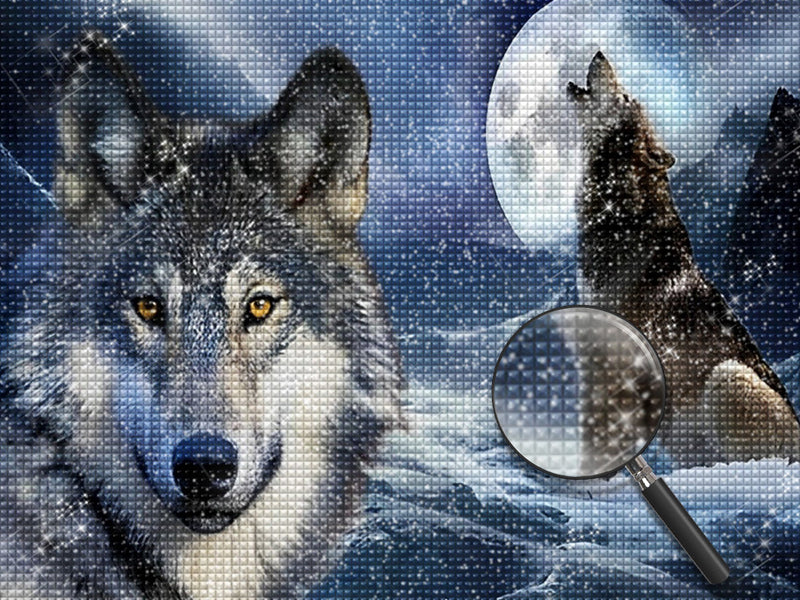 Wolf unter dem Mond Diamond Painting