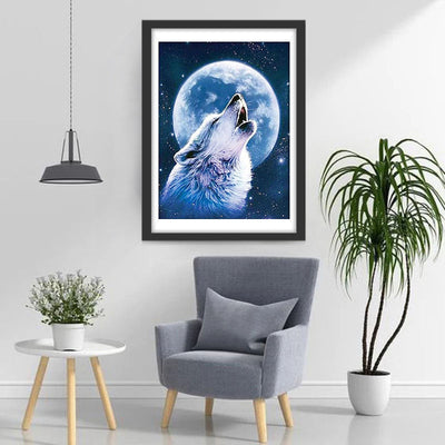 Wolf unter dem Mond Diamond Painting