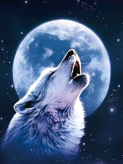 Wolf unter dem Mond Diamond Painting