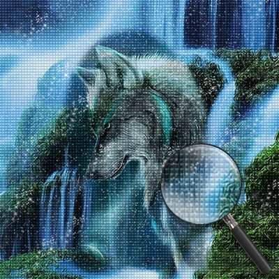 Wolf Wasserfall Diamond Painting