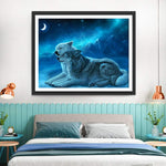 Wolfspaar in der Nacht Diamond Painting