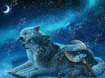 Wolfspaar in der Nacht Diamond Painting