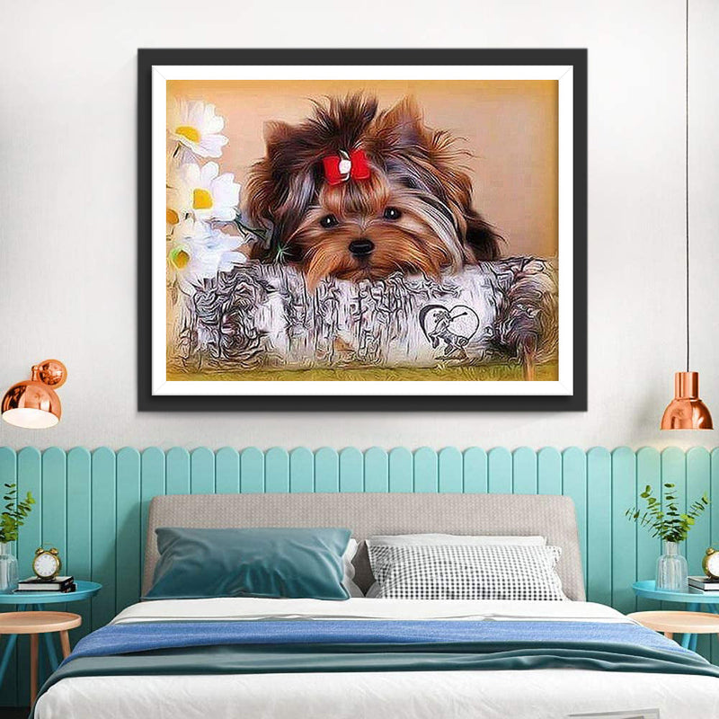 Yorkshire Terrier auf dem Holz Diamond Painting