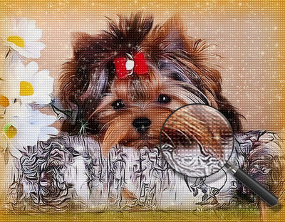 Yorkshire Terrier auf dem Holz Diamond Painting