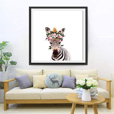 Zebra mit einem Kranz Diamond Painting