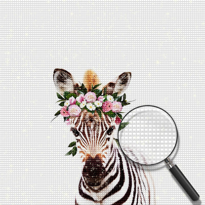 Zebra mit einem Kranz Diamond Painting