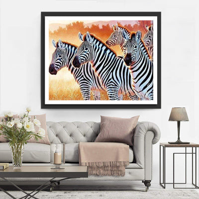 Zebras auf der Wiese Diamond Painting