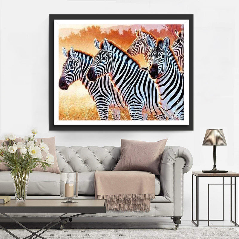 Zebras auf der Wiese Diamond Painting