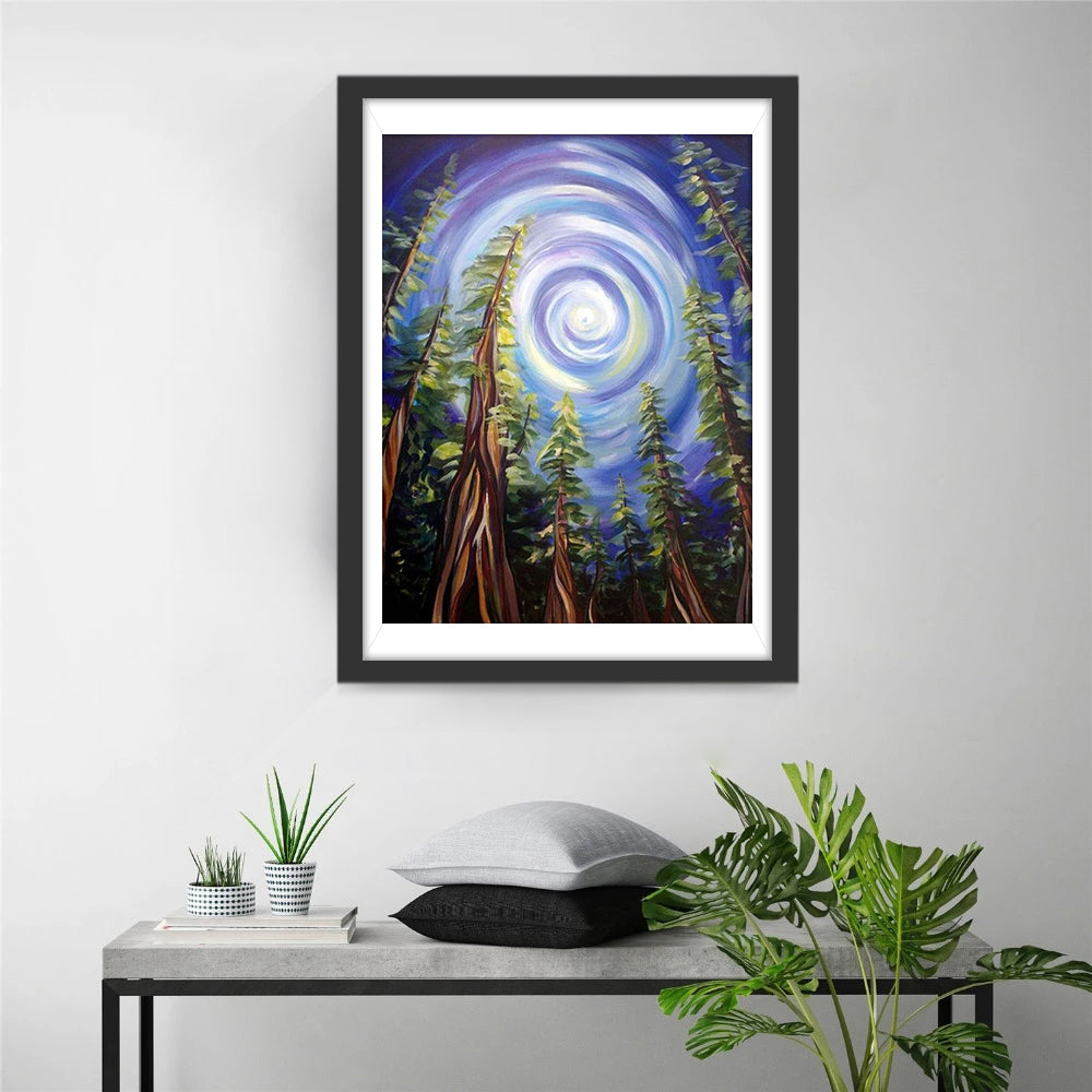 Zeder unter dem Nachthimmel Diamond Painting