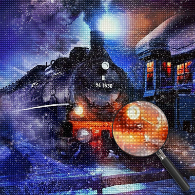 Zug Bahnhof Nacht Diamond Painting