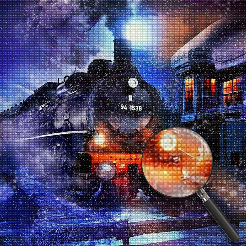 Zug Bahnhof Nacht Diamond Painting