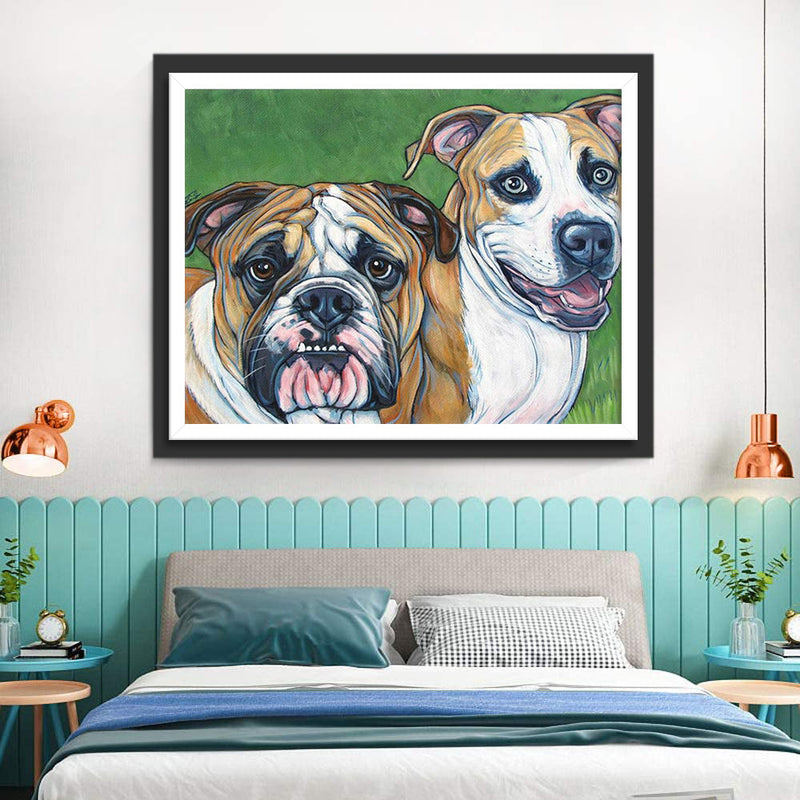 Zwei Bulldoggen Diamond Painting