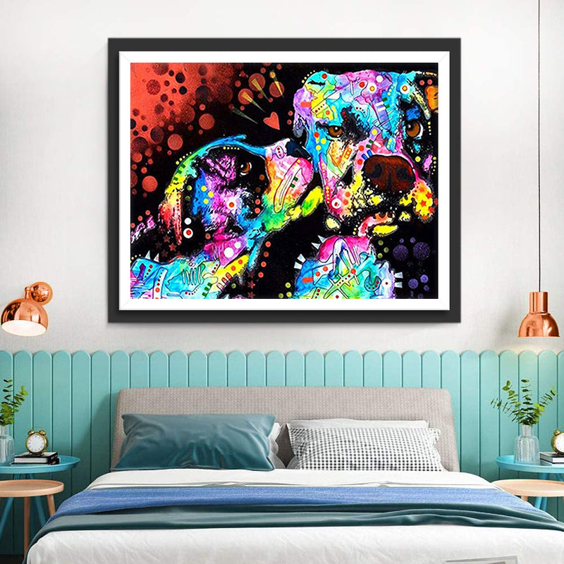 Zwei bunte Hunde Diamond Painting