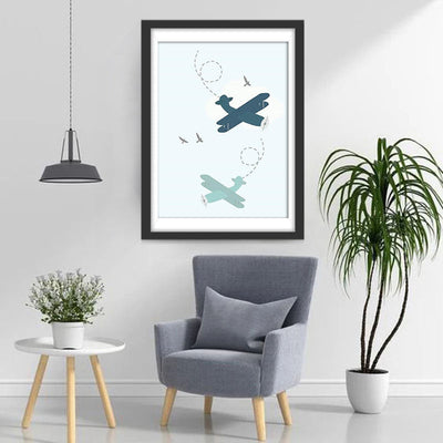 Zwei Cartoon-Flugzeuge Diamond Painting