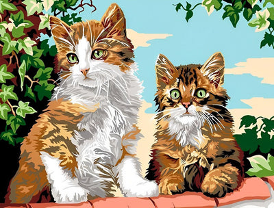 Zwei Katzen auf dem Dachvorsprung Diamond Painting